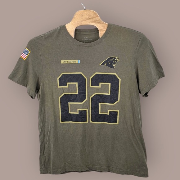 Carolina‎ Panthers Christian McCaffrey Nike Olive Salute Service Jersey Shirt XL - Picture 1 of 9